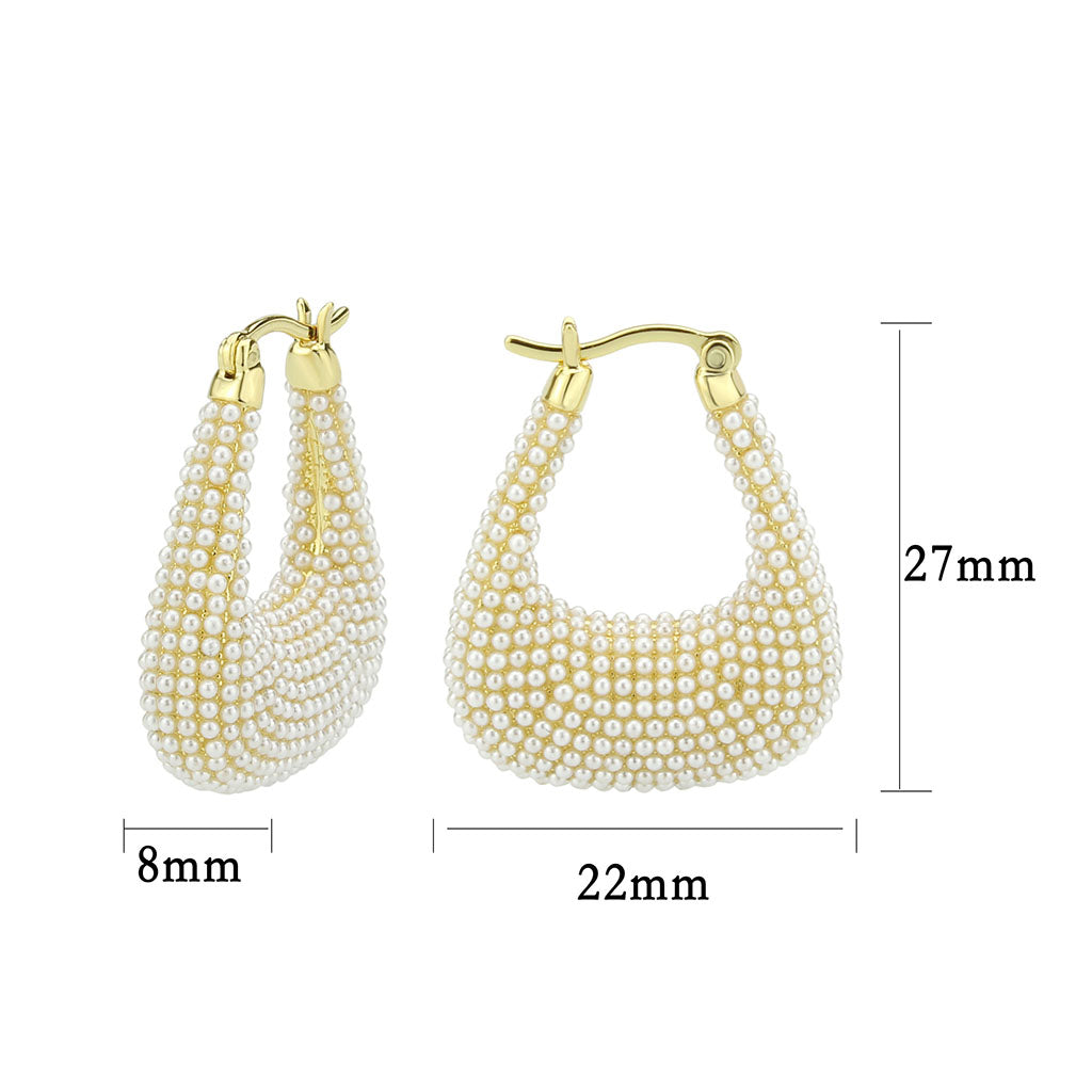3W1795 - Flash Gold Brass Earring with Synthetic in White-1