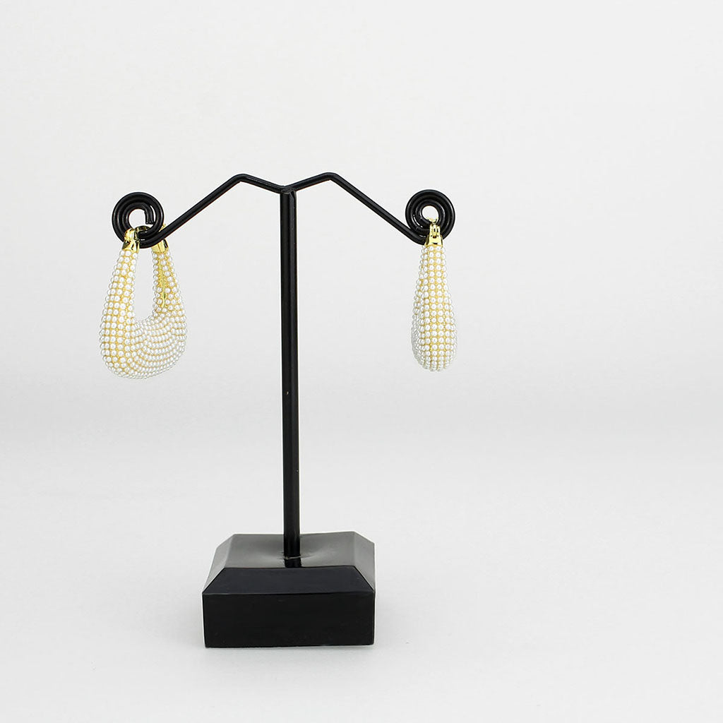 3W1795 - Flash Gold Brass Earring with Synthetic in White-2