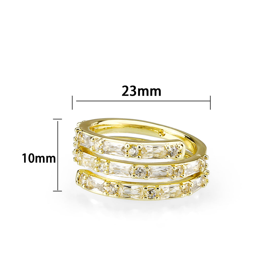 3W1799 - Flash Gold Brass Ring with AAA Grade CZ  In Clear-1