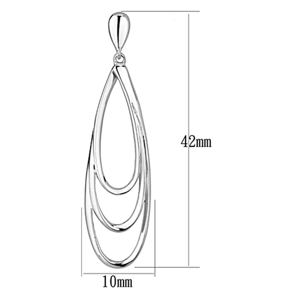 3W349 - Rhodium Brass Earrings with No Stone-1