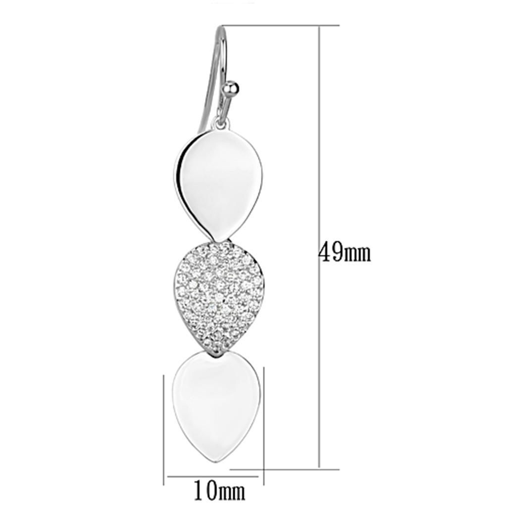 3W351 - Rhodium Brass Earrings with AAA Grade CZ  in Clear-1