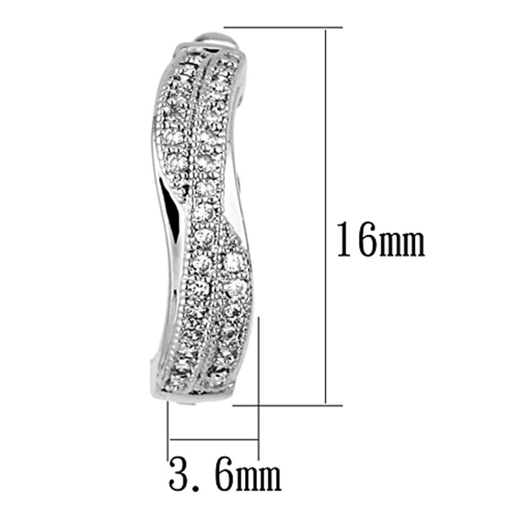 3W358 - Rhodium Brass Earrings with AAA Grade CZ  in Clear-1