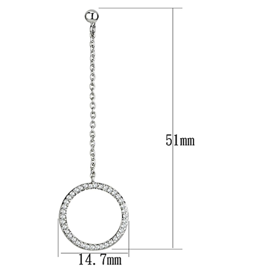 3W364 - Rhodium Brass Earrings with AAA Grade CZ  in Clear-1