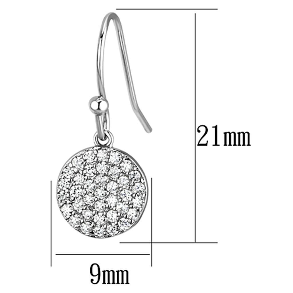 3W369 - Rhodium Brass Earrings with AAA Grade CZ  in Clear-1
