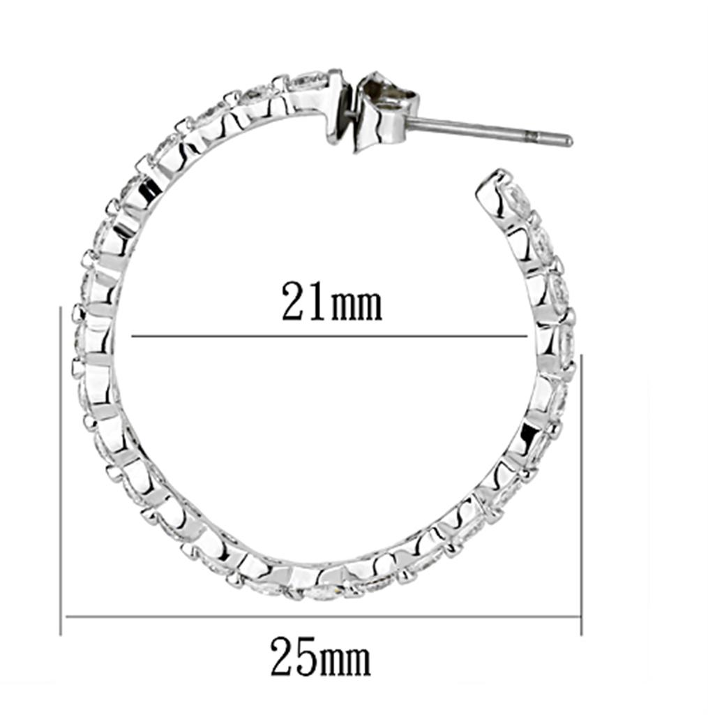 3W370 - Rhodium Brass Earrings with AAA Grade CZ  in Clear-1