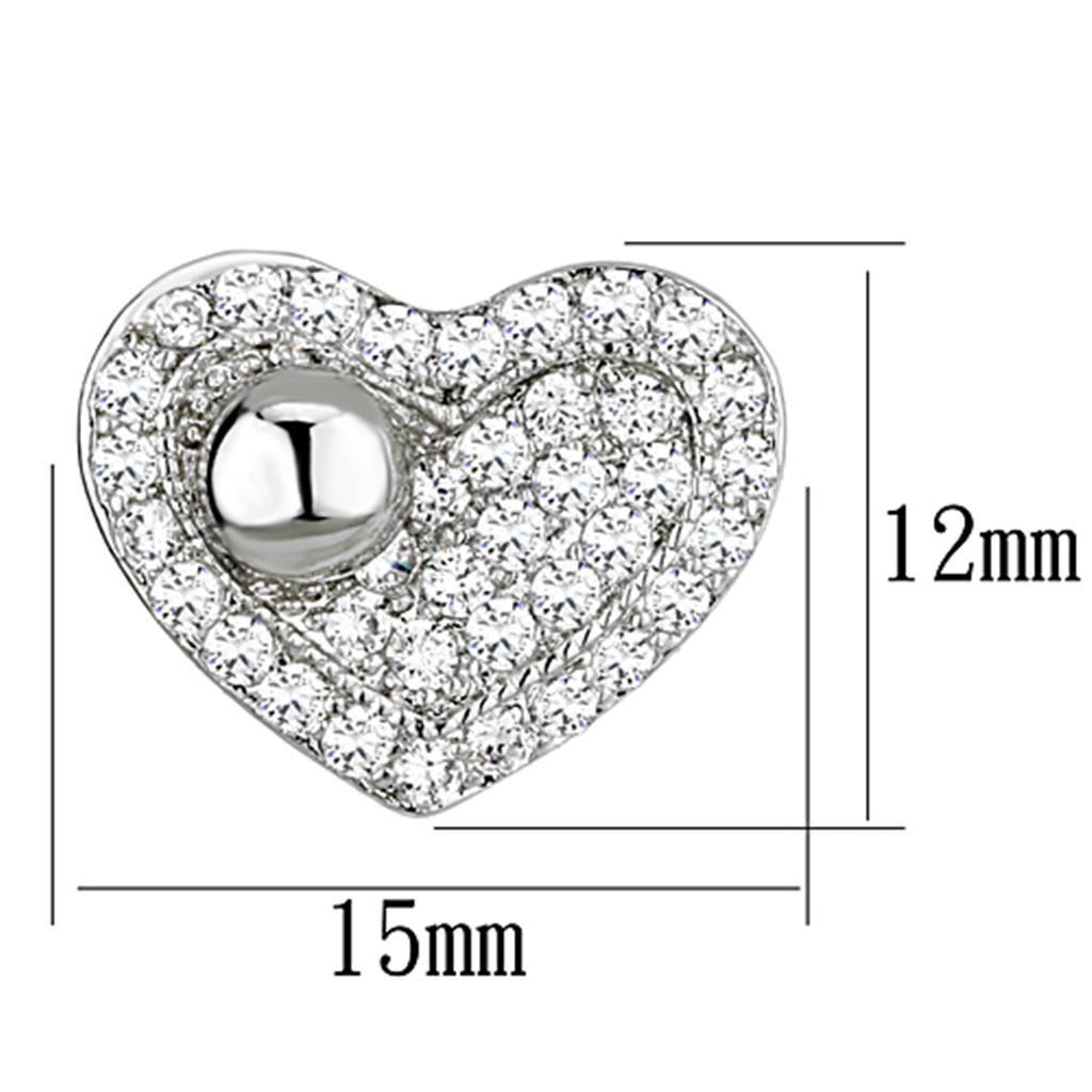 3W374 - Rhodium Brass Earrings with AAA Grade CZ  in Clear-1