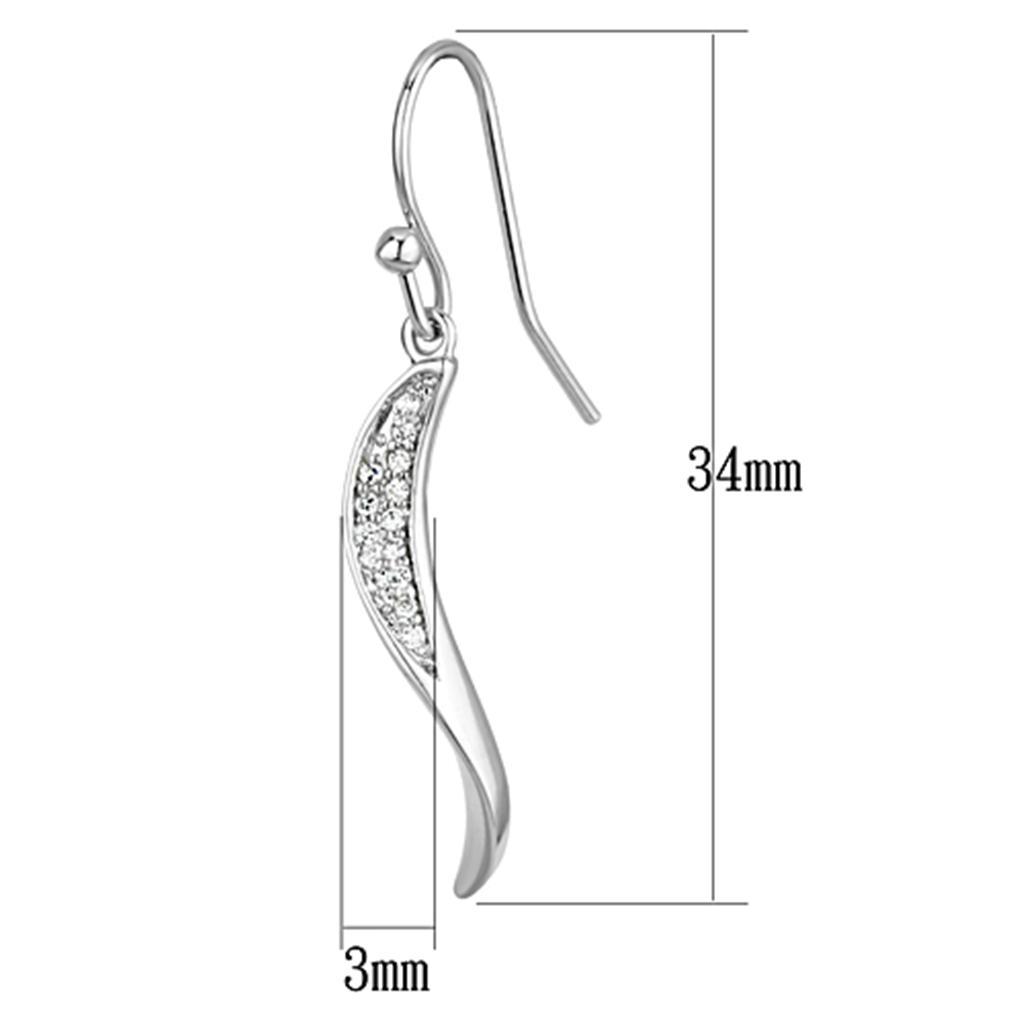 3W377 - Rhodium Brass Earrings with AAA Grade CZ  in Clear-1
