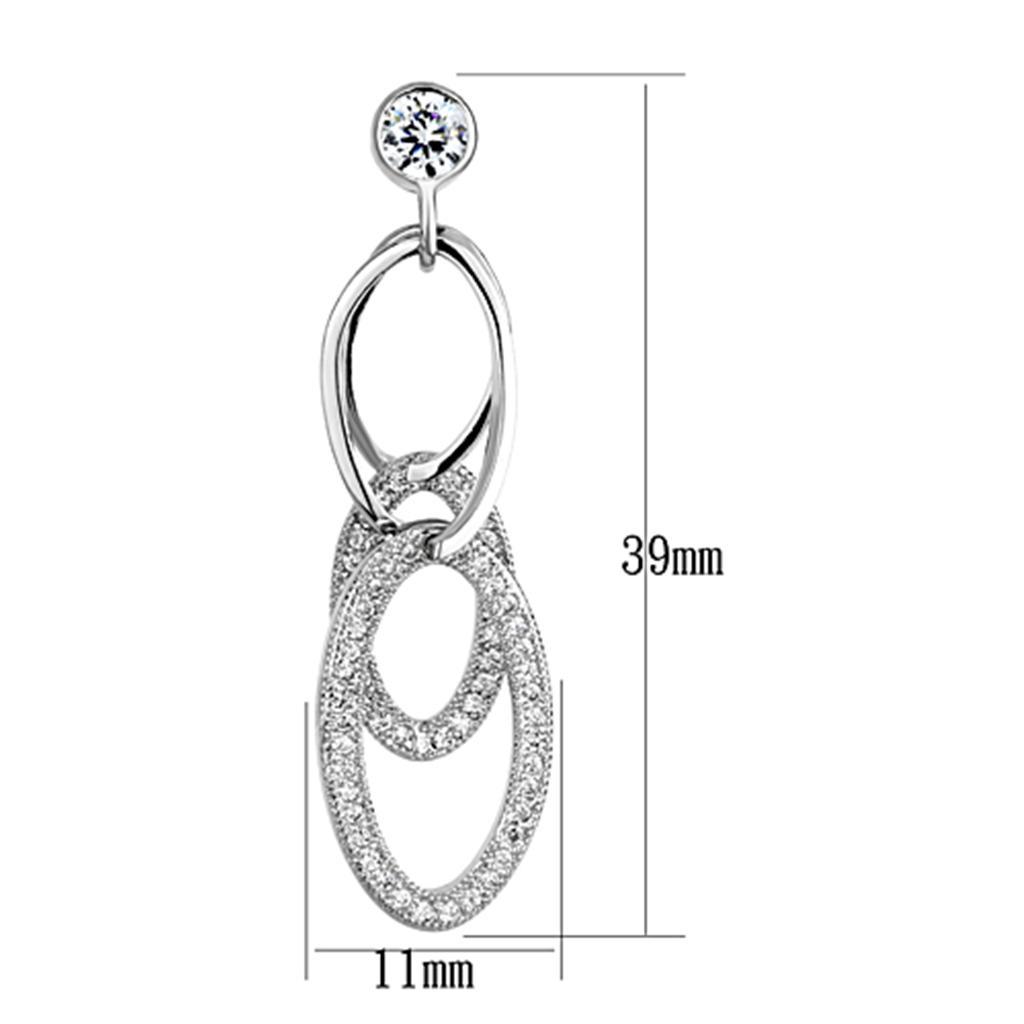 3W379 - Rhodium Brass Earrings with AAA Grade CZ  in Clear-1