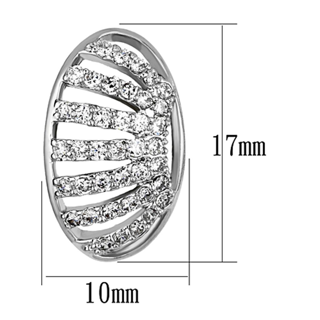 3W393 - Rhodium Brass Earrings with AAA Grade CZ  in Clear-1