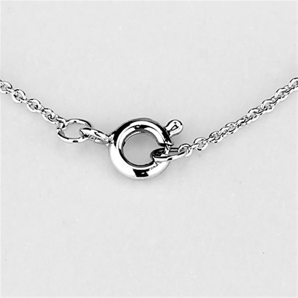 3W407 - Rhodium Brass Necklace with Top Grade Crystal  in Clear-2