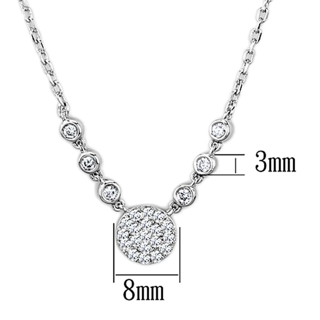 3W417 - Rhodium Brass Necklace with AAA Grade CZ  in Clear-1