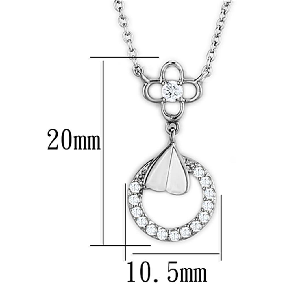 3W419 - Rhodium Brass Necklace with AAA Grade CZ  in Clear-1