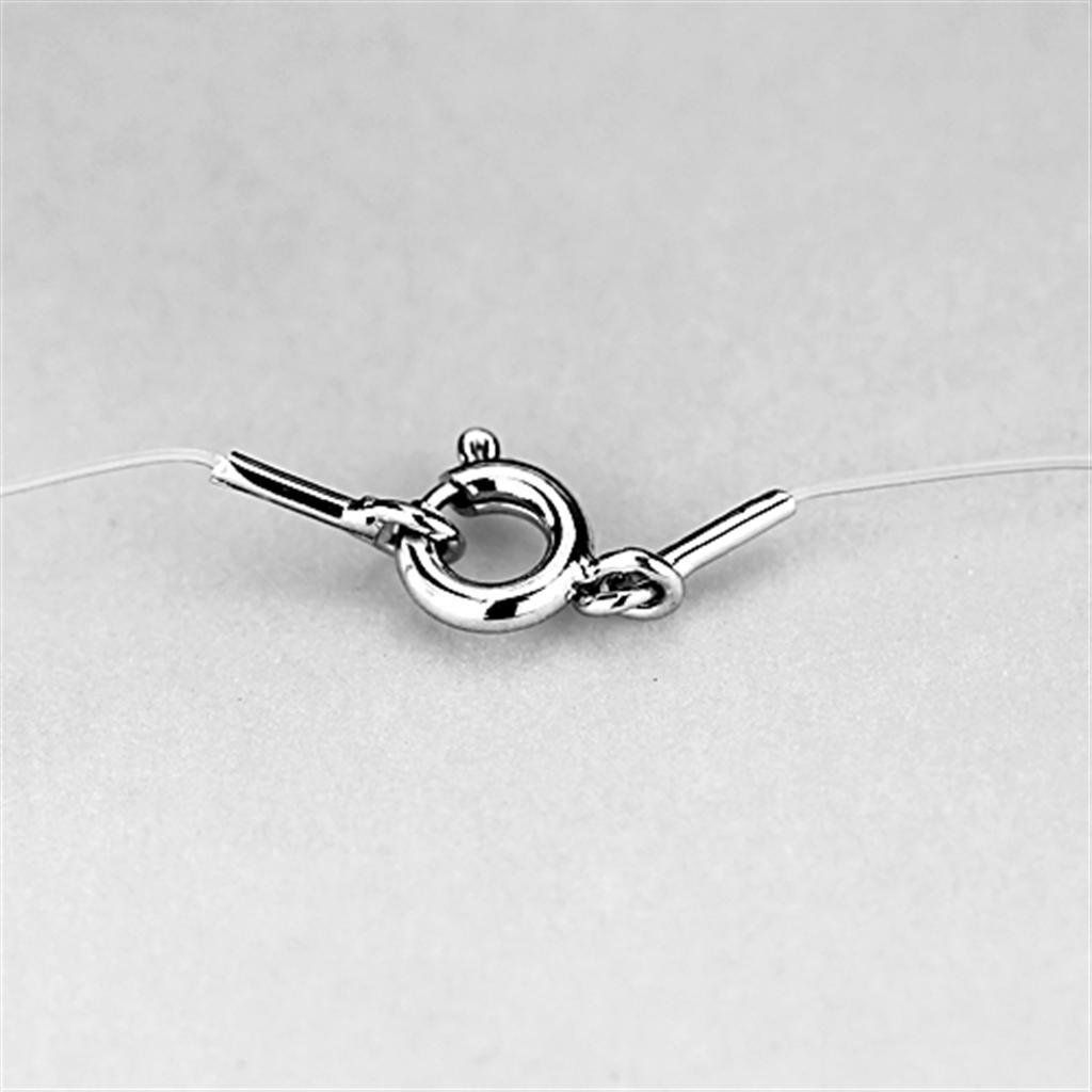 3W420 - Rhodium Brass Necklace with AAA Grade CZ  in Clear-2