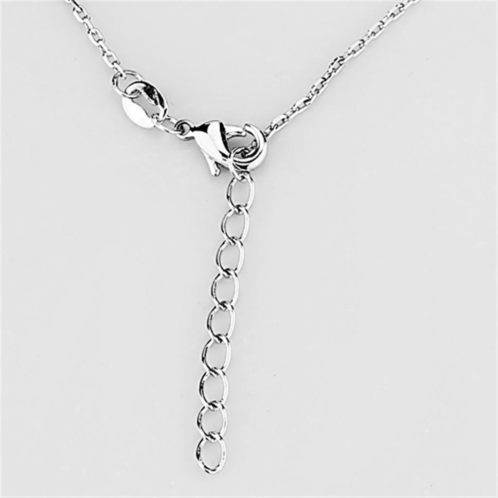 3W423 - Rhodium Brass Necklace with AAA Grade CZ  in Clear-2