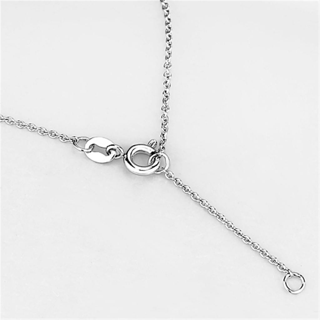 3W424 - Rhodium Brass Necklace with AAA Grade CZ  in Clear-2