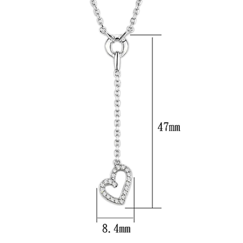 3W425 - Rhodium Brass Necklace with AAA Grade CZ  in Clear-1