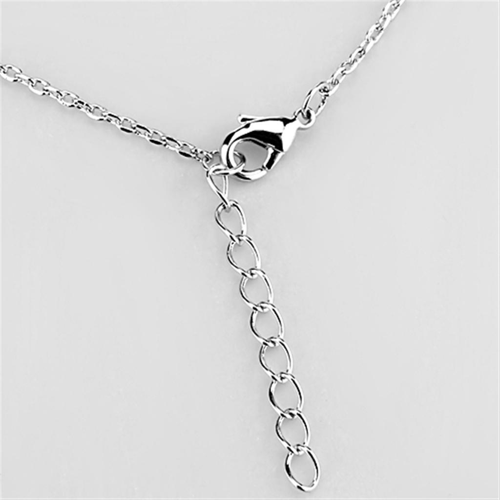 3W425 - Rhodium Brass Necklace with AAA Grade CZ  in Clear-2
