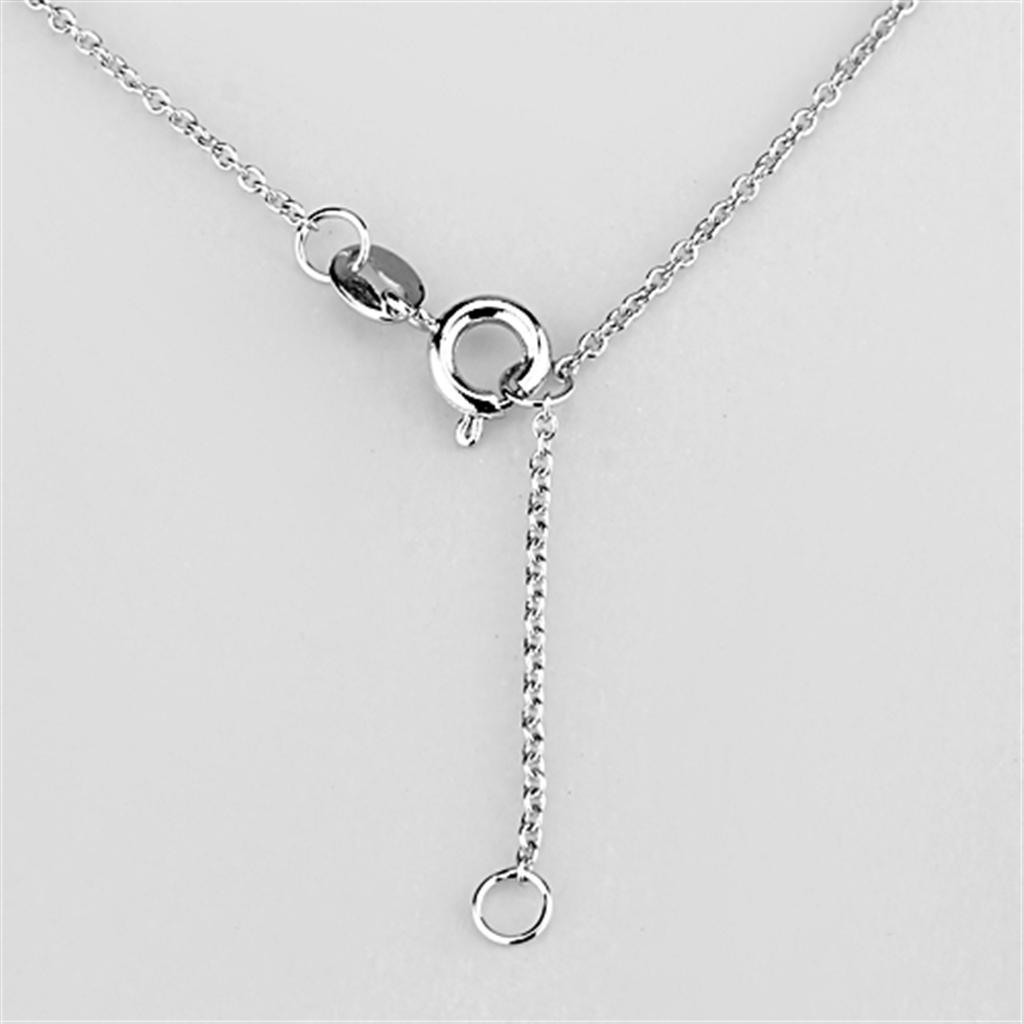 3W428 - Rhodium Brass Necklace with AAA Grade CZ  in Clear-2