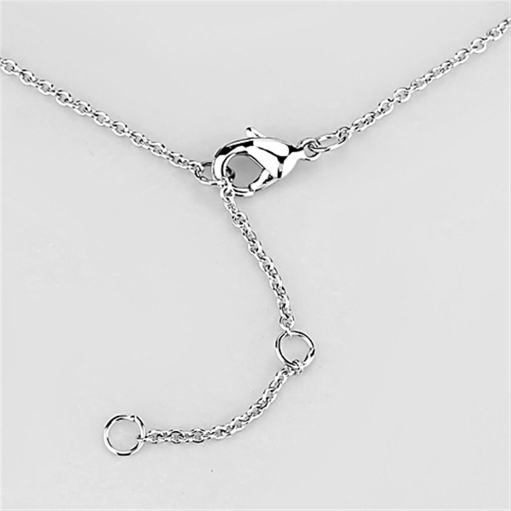 3W435 - Rhodium Brass Necklace with AAA Grade CZ  in Clear-2