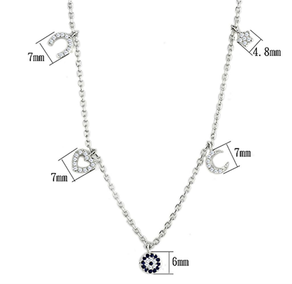 3W439 - Rhodium Brass Necklace with AAA Grade CZ  in Montana-1