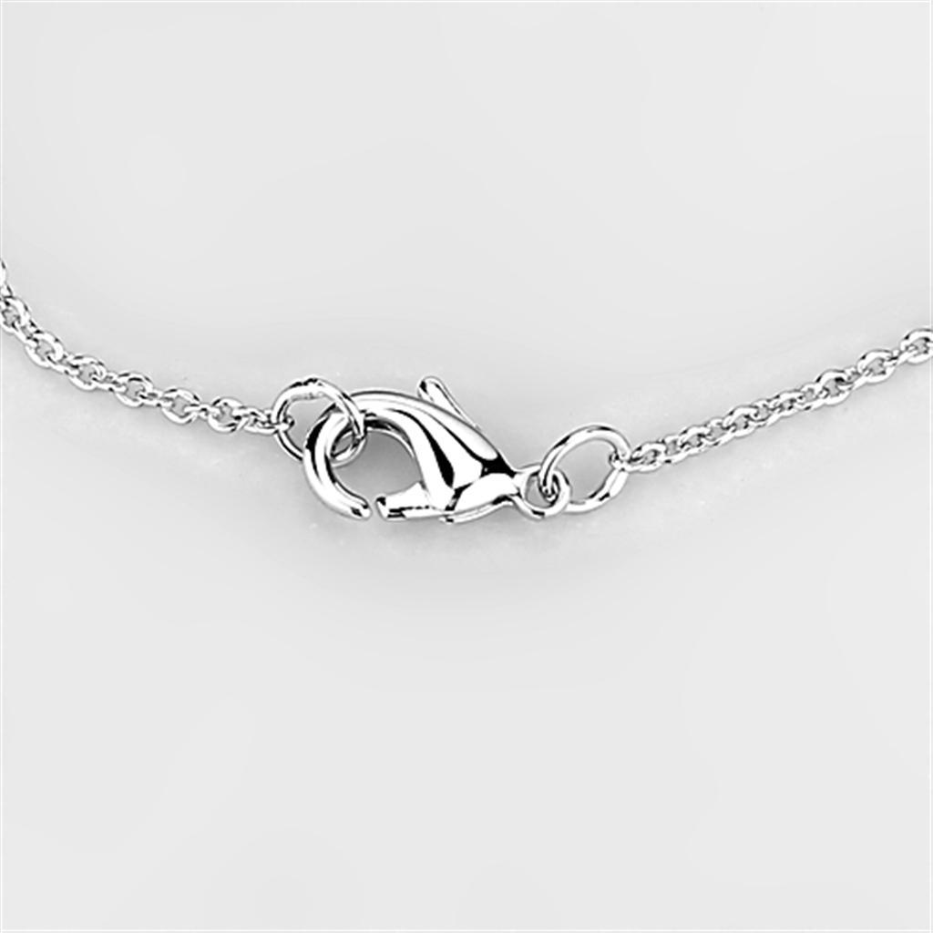 3W440 - Rhodium Brass Necklace with AAA Grade CZ  in Clear-1