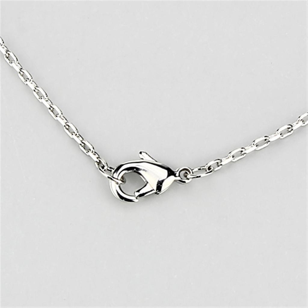 3W447 - Rhodium Brass Necklace with AAA Grade CZ  in Clear-2