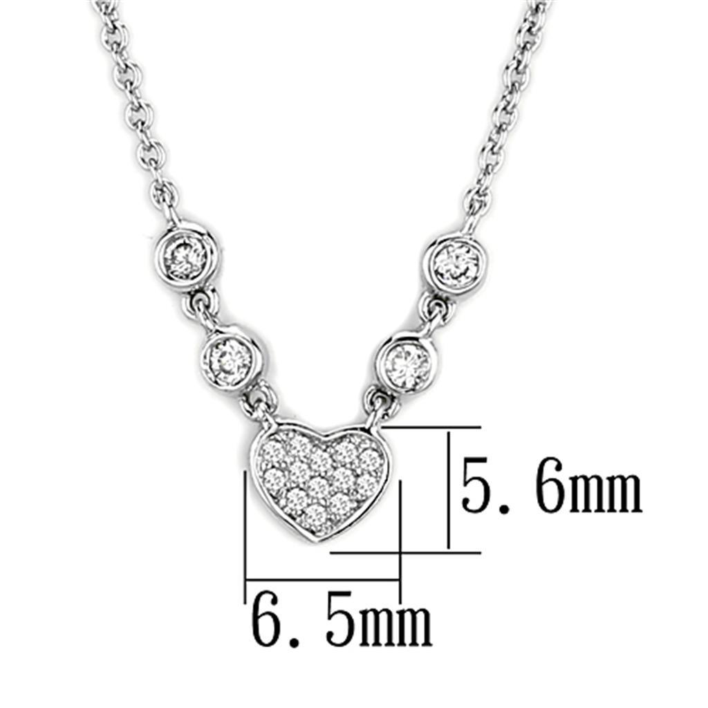 3W449 - Rhodium Brass Necklace with AAA Grade CZ  in Clear-1
