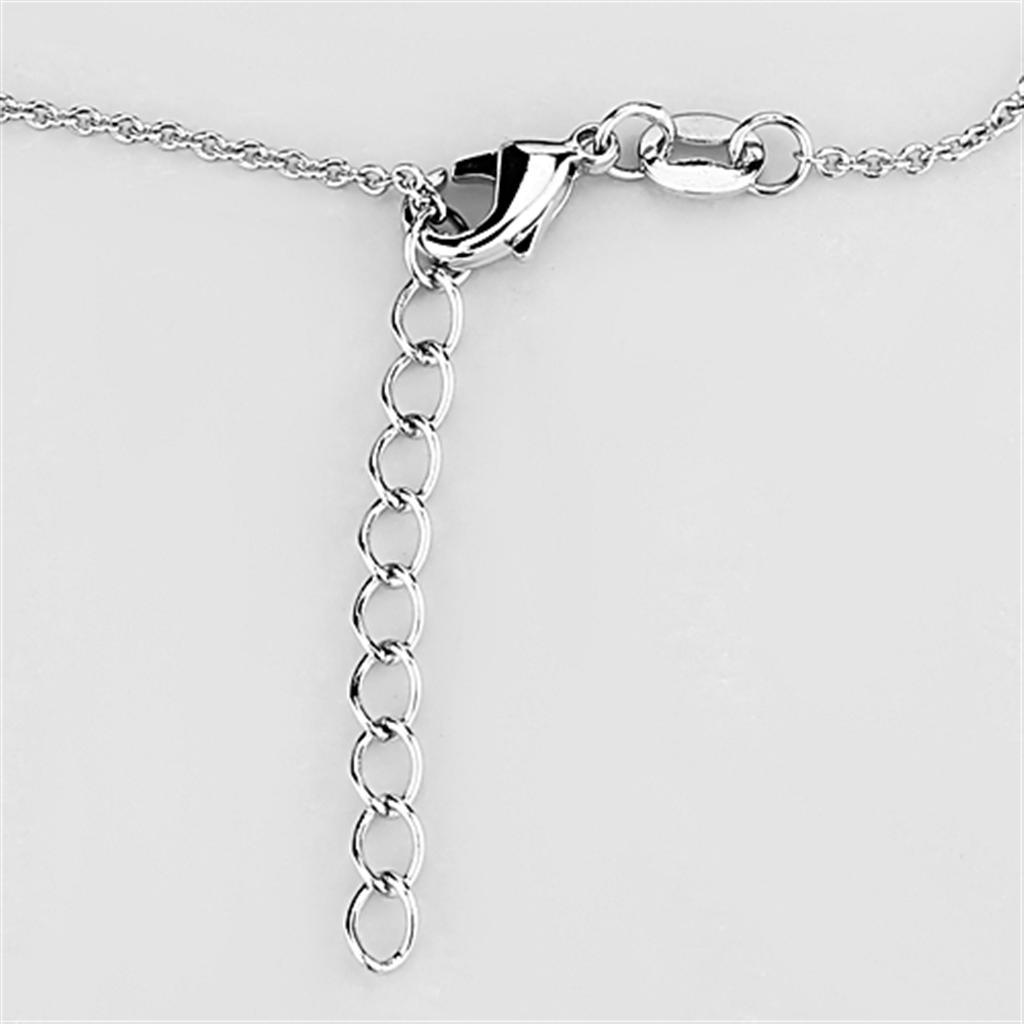 3W449 - Rhodium Brass Necklace with AAA Grade CZ  in Clear-2