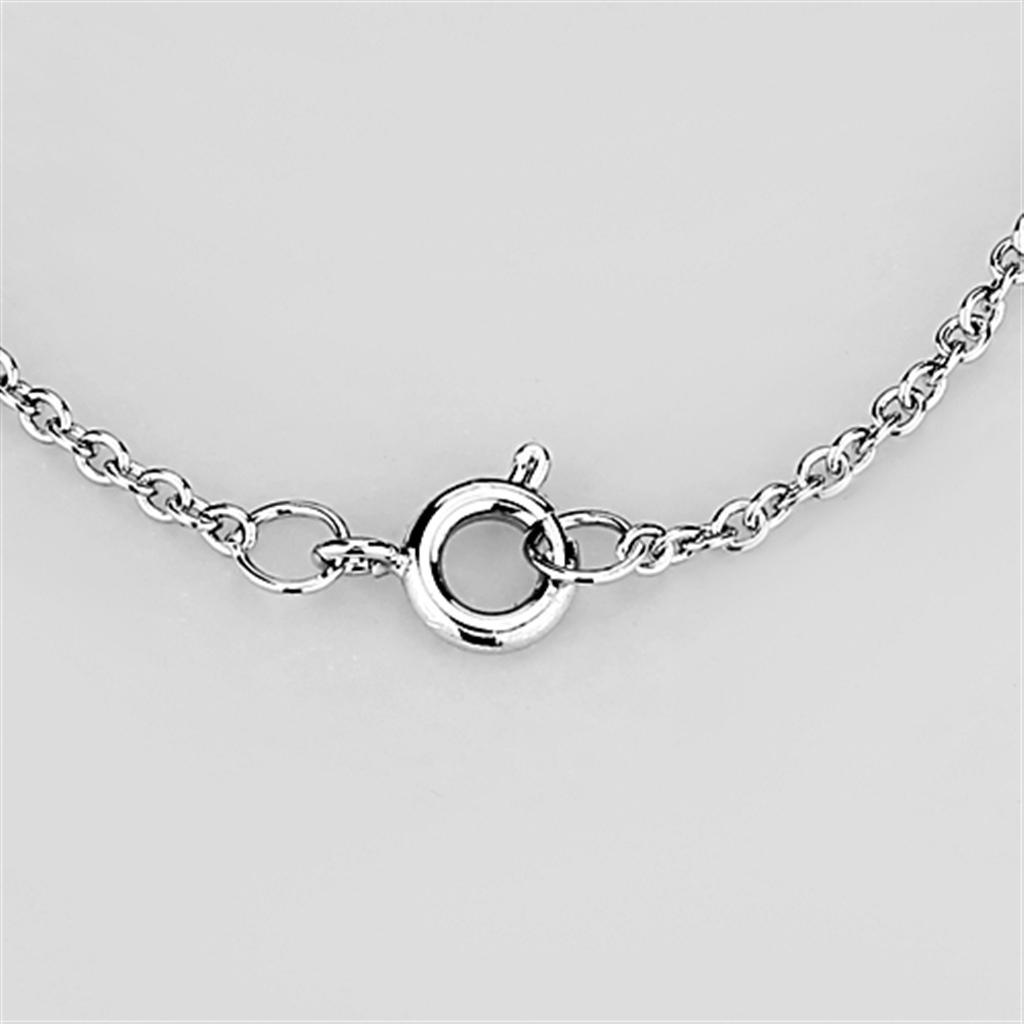 3W454 - Rhodium Brass Necklace with AAA Grade CZ  in Clear-2