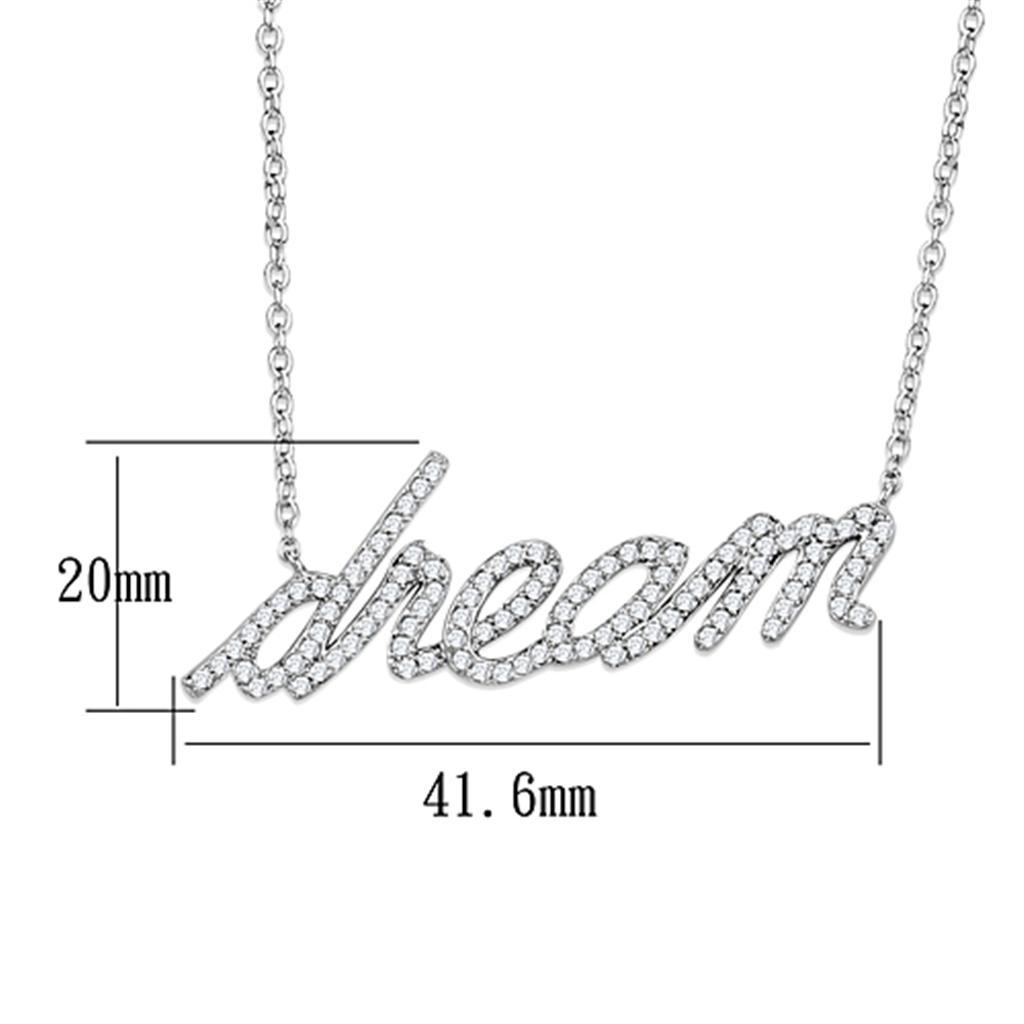 3W455 - Rhodium Brass Necklace with AAA Grade CZ  in Clear-1