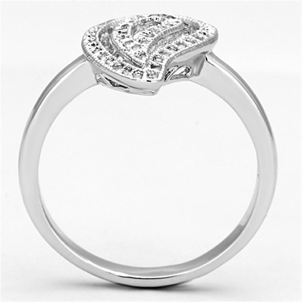 3W463 - Rhodium Brass Ring with AAA Grade CZ  in Clear-2