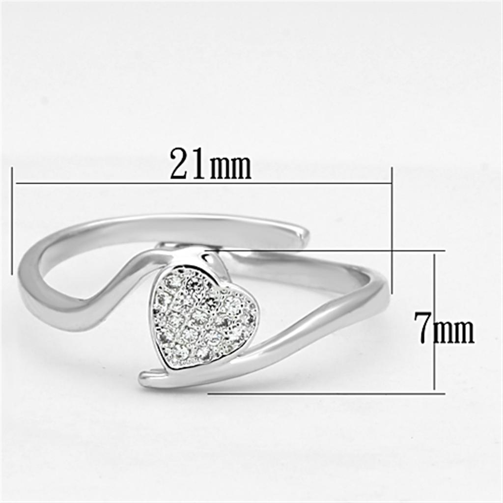 3W464 - Rhodium Brass Ring with AAA Grade CZ  in Clear-1