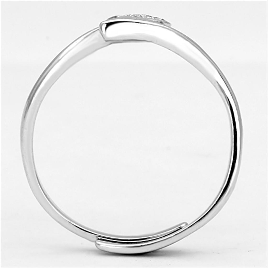 3W464 - Rhodium Brass Ring with AAA Grade CZ  in Clear-2