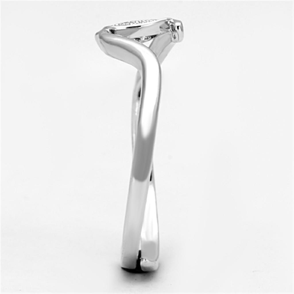3W464 - Rhodium Brass Ring with AAA Grade CZ  in Clear-3
