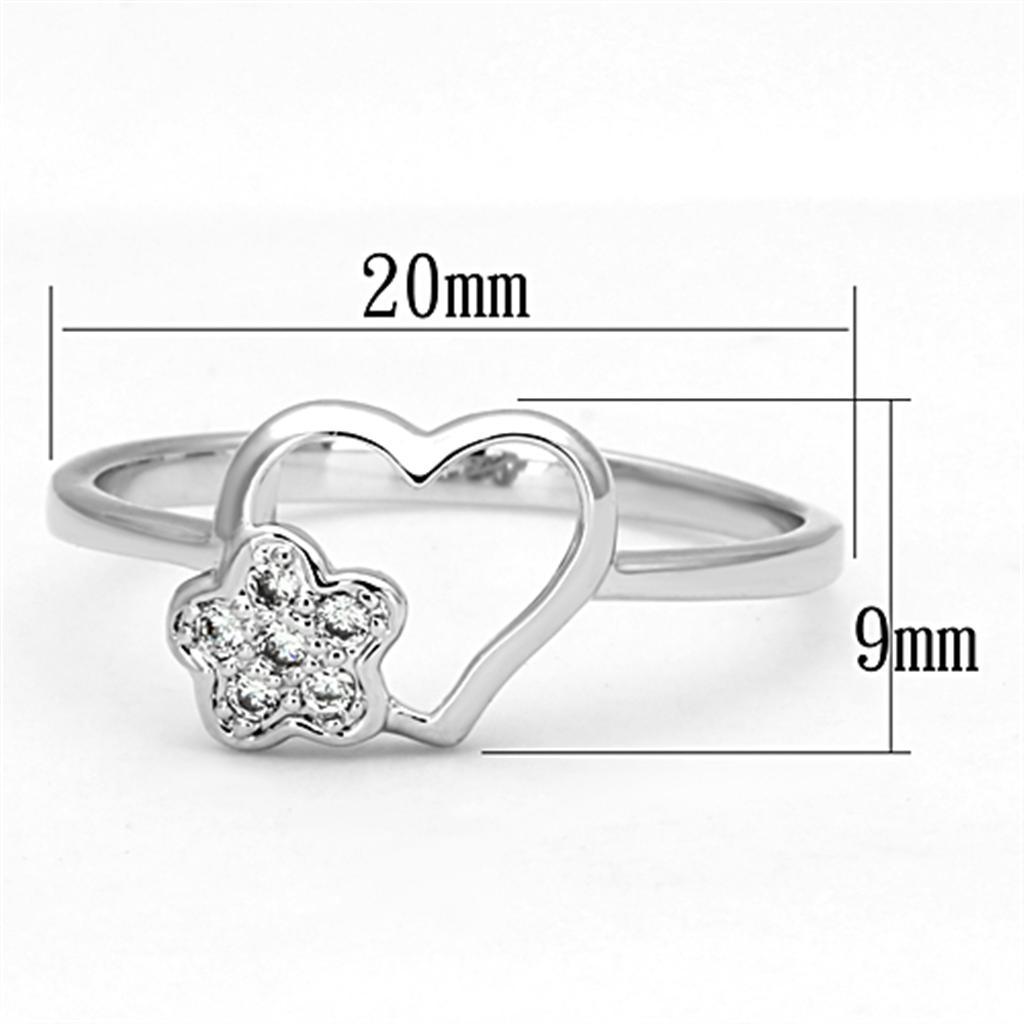 3W472 - Rhodium Brass Ring with AAA Grade CZ  in Clear-1