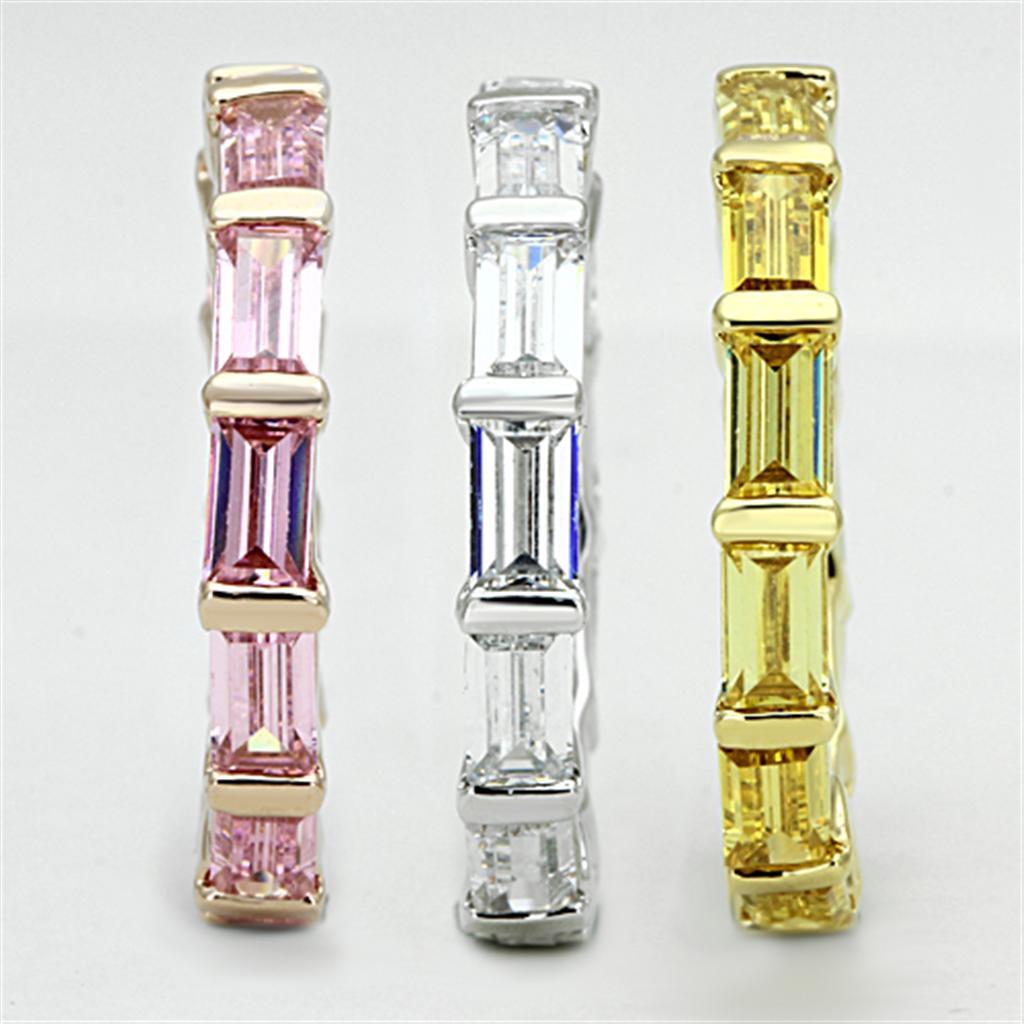 3W473 - Tricolor Brass Ring with AAA Grade CZ  in Multi Color-3
