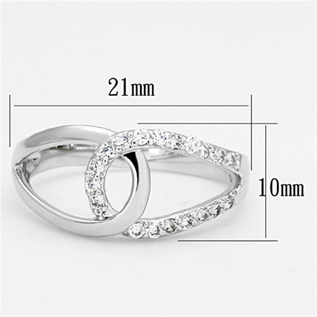3W474 - Rhodium Brass Ring with AAA Grade CZ  in Clear-1