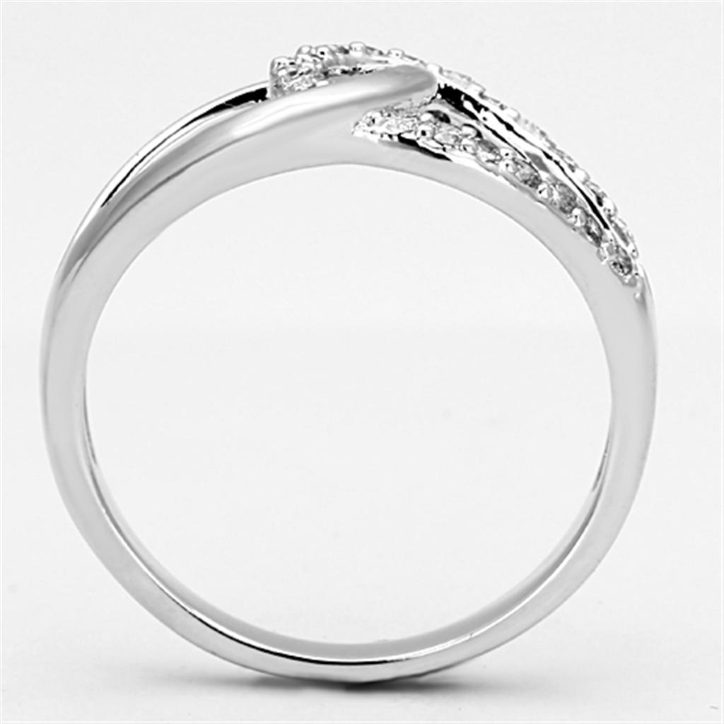 3W474 - Rhodium Brass Ring with AAA Grade CZ  in Clear-2