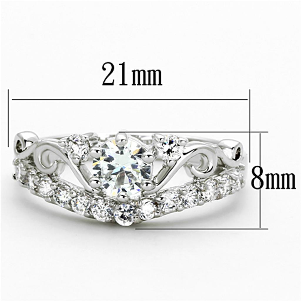 3W483 - Rhodium Brass Ring with Top Grade Crystal  in Clear-1