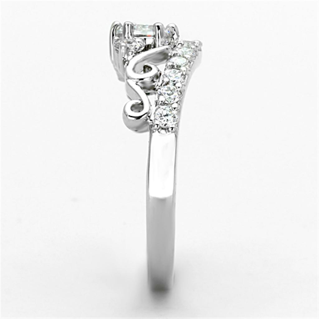 3W483 - Rhodium Brass Ring with Top Grade Crystal  in Clear-3