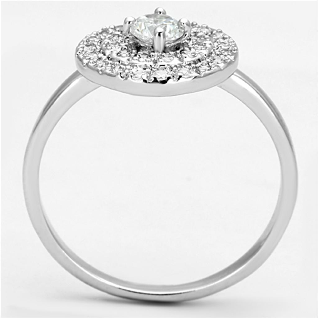 3W493 - Rhodium Brass Ring with AAA Grade CZ  in Clear-2