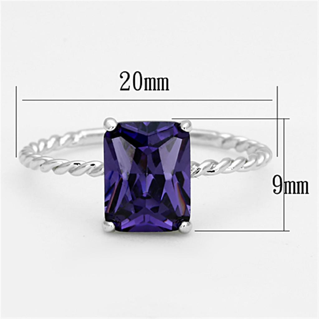 3W498 - Rhodium Brass Ring with AAA Grade CZ  in Amethyst-1