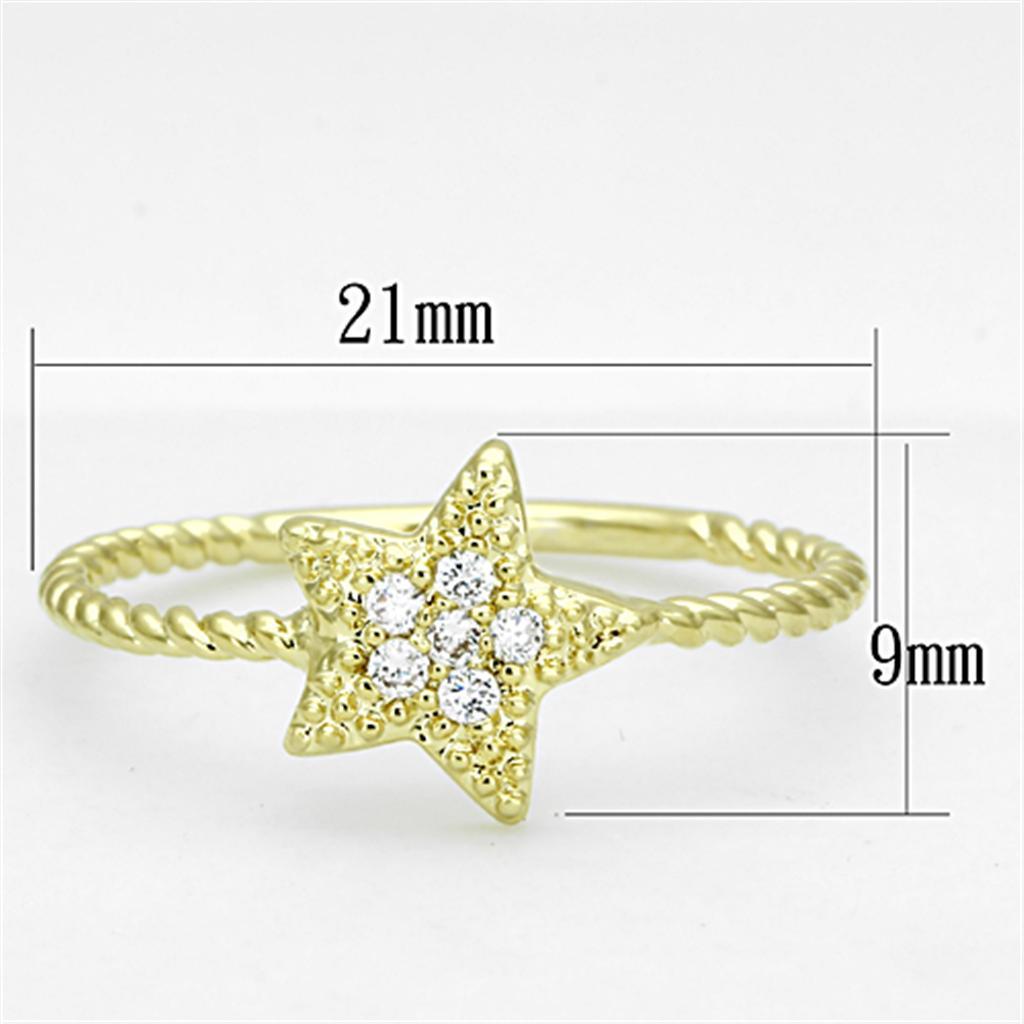 3W500 - Gold Brass Ring with AAA Grade CZ  in Clear-1