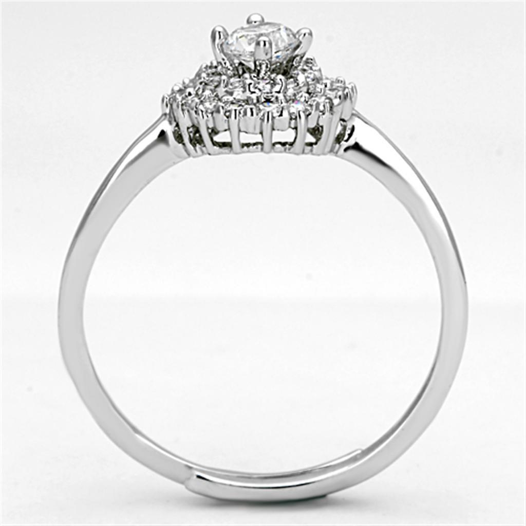 3W501 - Rhodium Brass Ring with AAA Grade CZ  in Clear-2