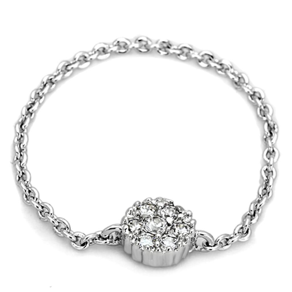 3W516 - Rhodium Brass Ring with AAA Grade CZ  in Clear-1