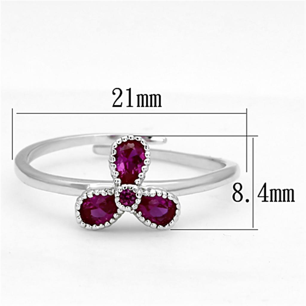 3W521 - Rhodium Brass Ring with Synthetic Corundum in Ruby-1