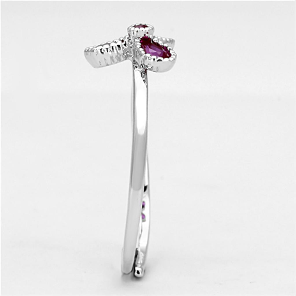 3W521 - Rhodium Brass Ring with Synthetic Corundum in Ruby-3