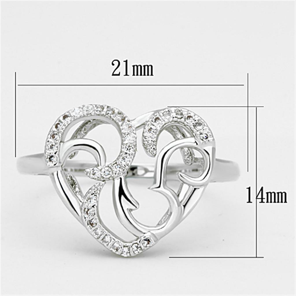 3W524 - Rhodium Brass Ring with AAA Grade CZ  in Clear-1