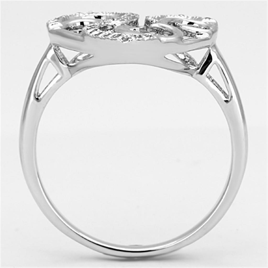 3W524 - Rhodium Brass Ring with AAA Grade CZ  in Clear-2
