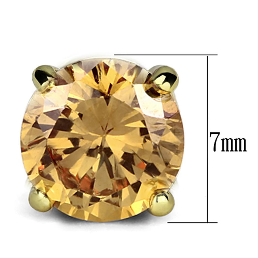 3W547 - Gold Brass Earrings with AAA Grade CZ  in Champagne-1